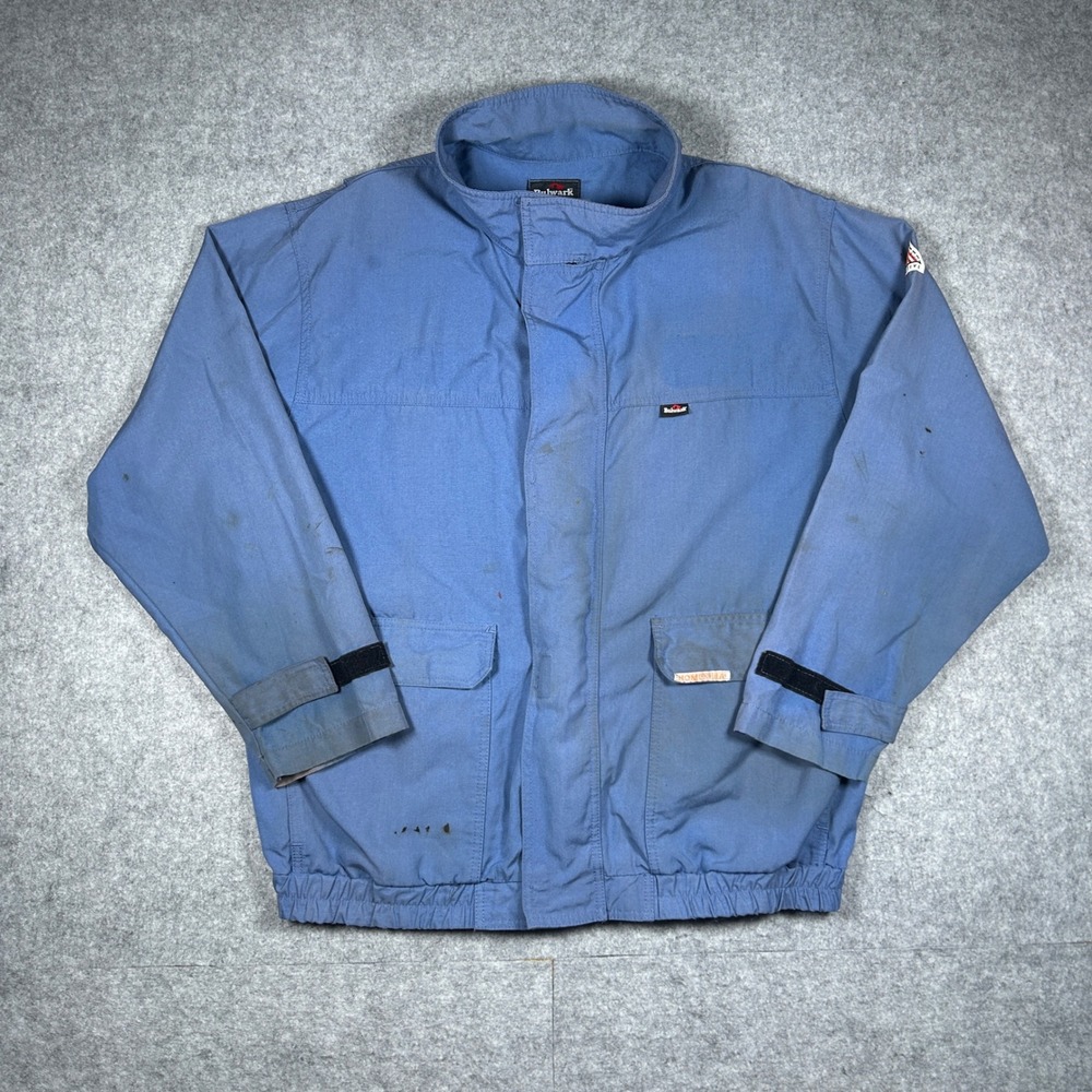 Bulwark Jacket Mens Large Blue‎ Nomex FR Flame Resistant Workwear Bomber Utility